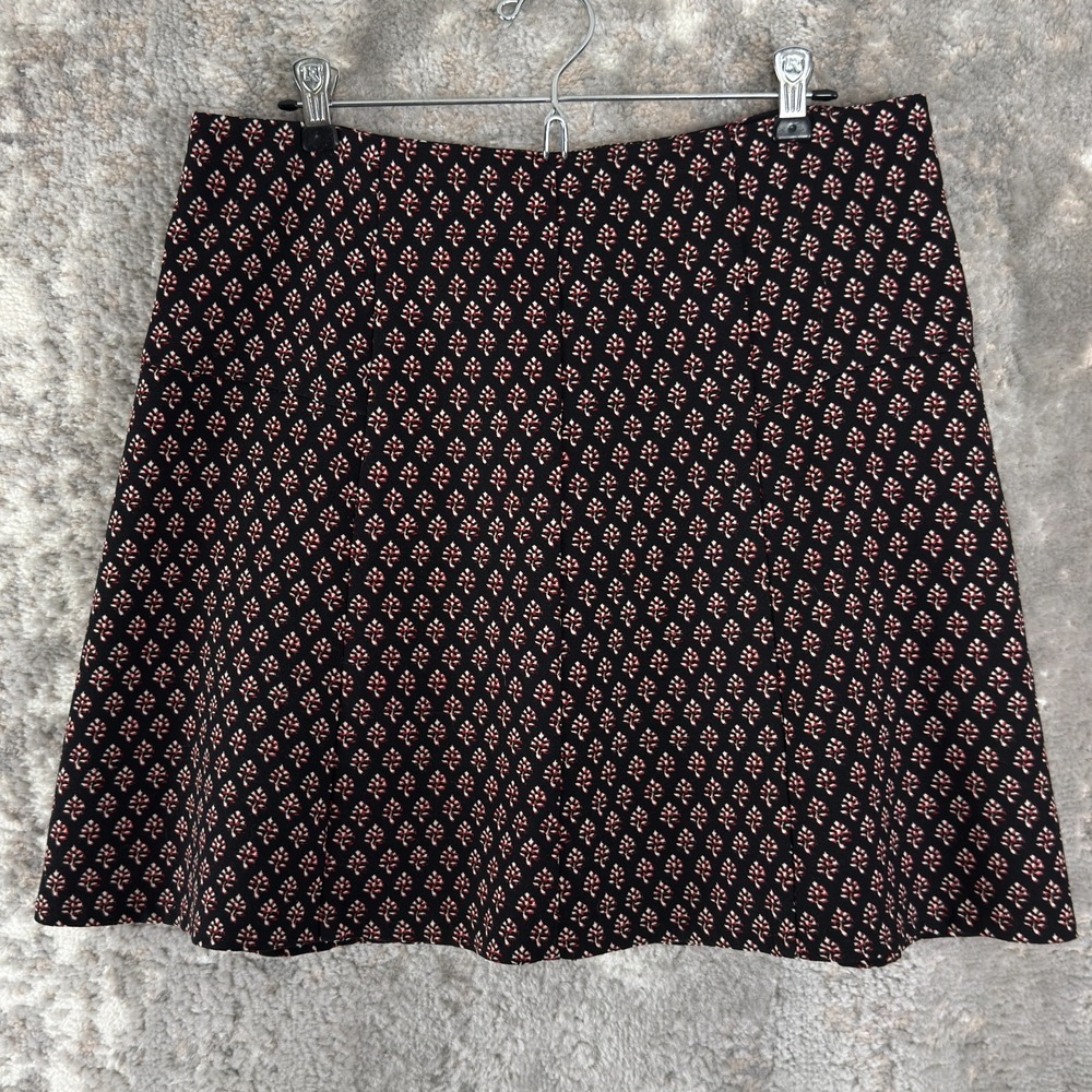 Ann Taylor LOFT Size 10 Dark Floral A Line Mini Skirt Black Red Zip Lined